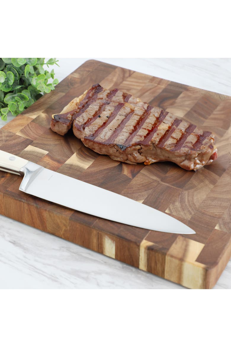 13.75 Inch Square Thick Acacia Wood Serving and Cutting Butcher Board, Alternate, color, Acacia