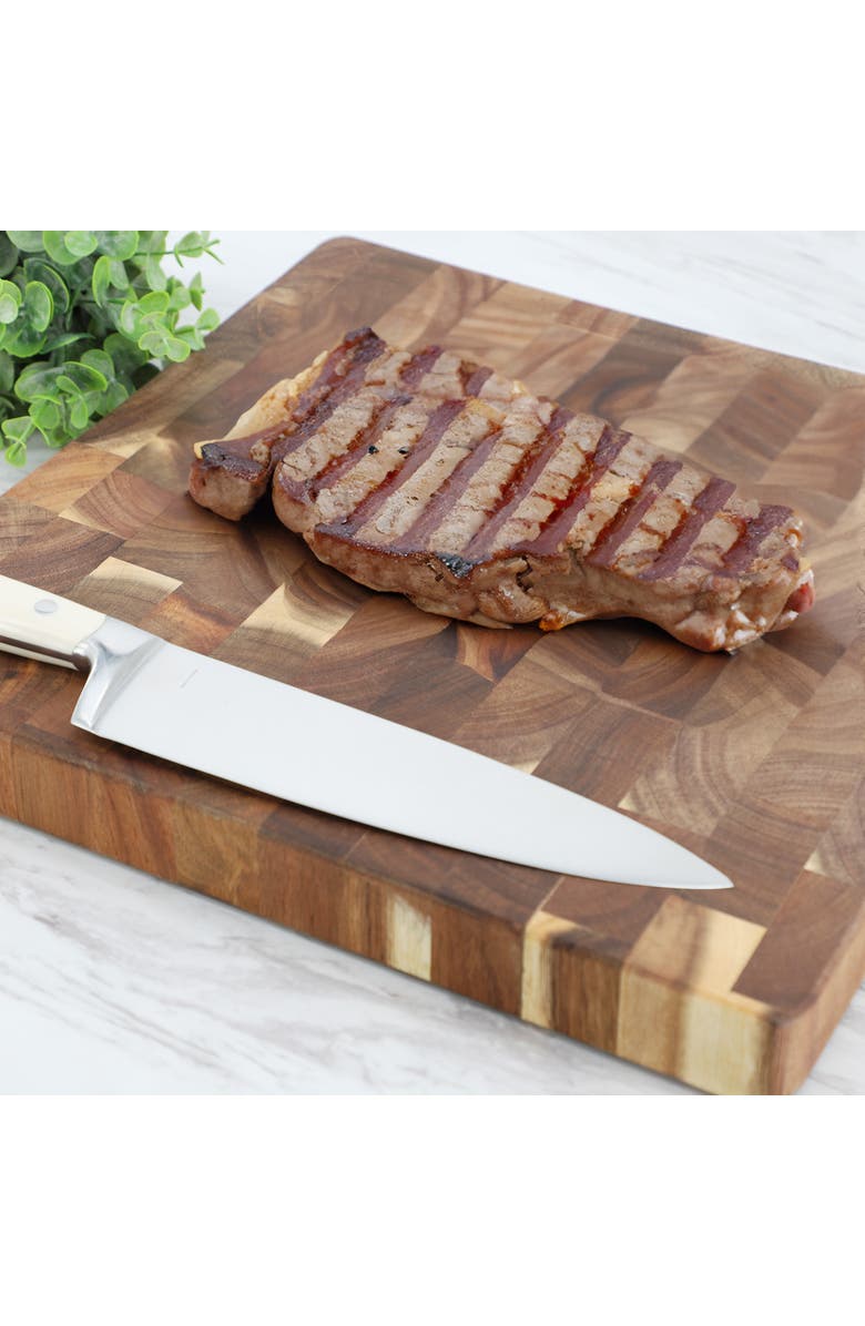 Megachef 13.75 Inch Square Thick Acacia Wood Serving and Cutting Butcher Board, Alternate, color, Acacia