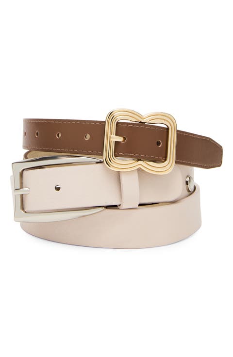 Faux Leather Elongated Buckle Belt