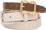 Steve Madden Faux Leather Elongated Buckle Belt