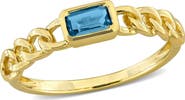 Julianna B. Solitaire Birthstone Link Design Ring 14k
