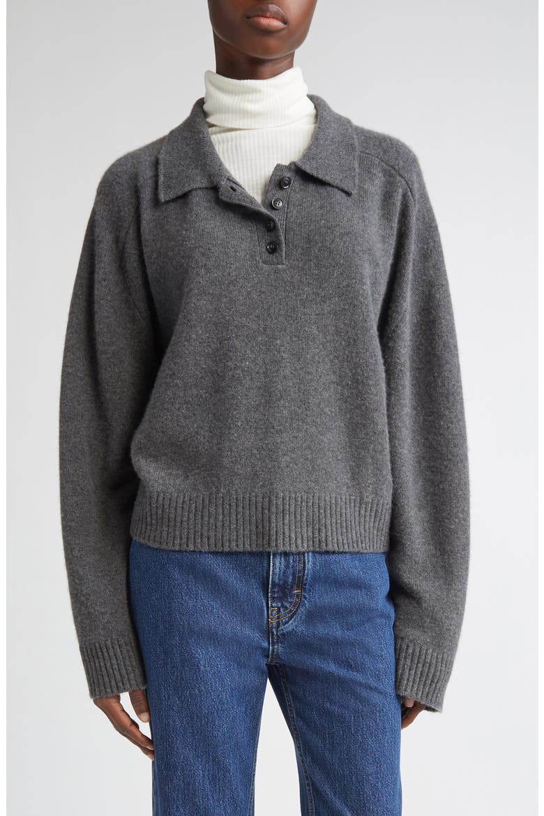Homere Cashmere Polo Sweater, Main, color, ANTHRACITE MELANGE