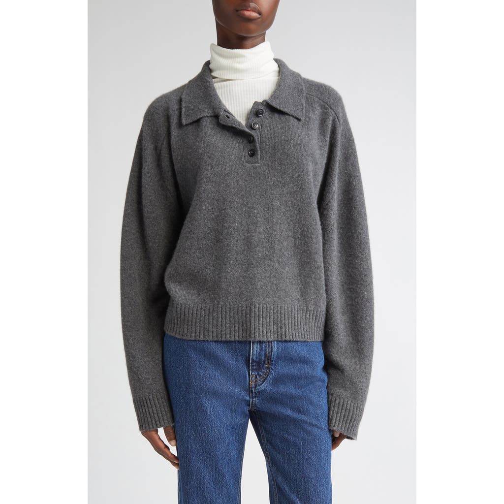 Loulou De Saison Homere Lds Polo-neck Ribbed Sweater In Gray