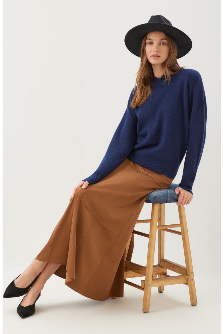 Tiered Faux Suede Midi Skirt, Alternate, color, CAMEL