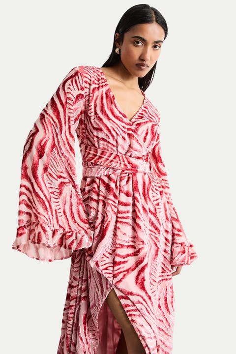Burnout Velvet Plunge Maxi Dress