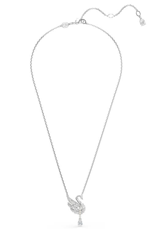 Swarovski Swan Vienna Rhodium Plated Pendant Necklace In Silver
