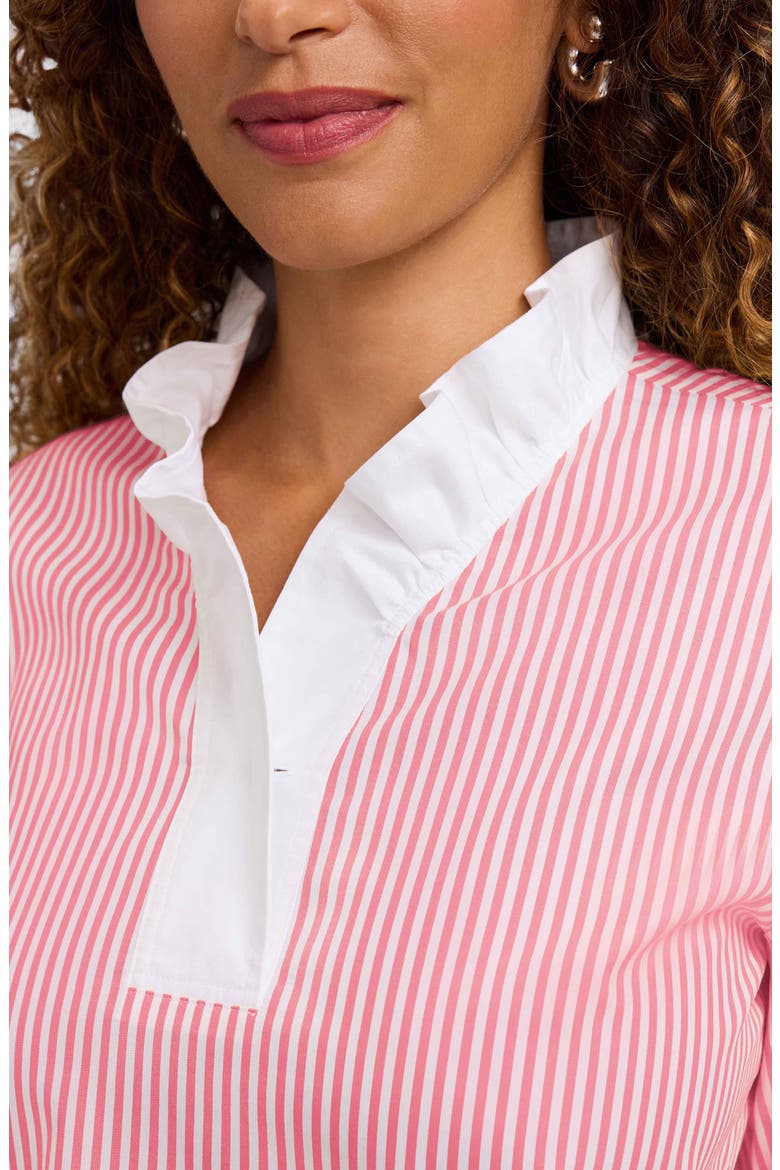 Tammy Ruffle Collar Cotton Top, Alternate, color, CORAL REEF RED
