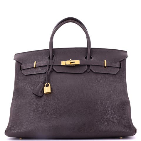 Birkin Handbag Brown Clemence with Gold Hardware 40