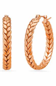 18k Rose Gold Plated Wheat Hoop Earrings
