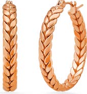 STEELTIME 18k Rose Gold Plated Wheat Hoop Earrings