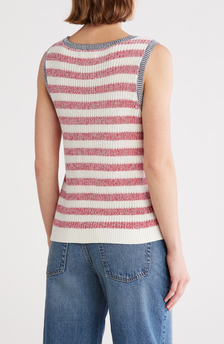 Lucky Brand Stripe Cotton Blend Sweater Tank, Alternate, color, Natural Combo