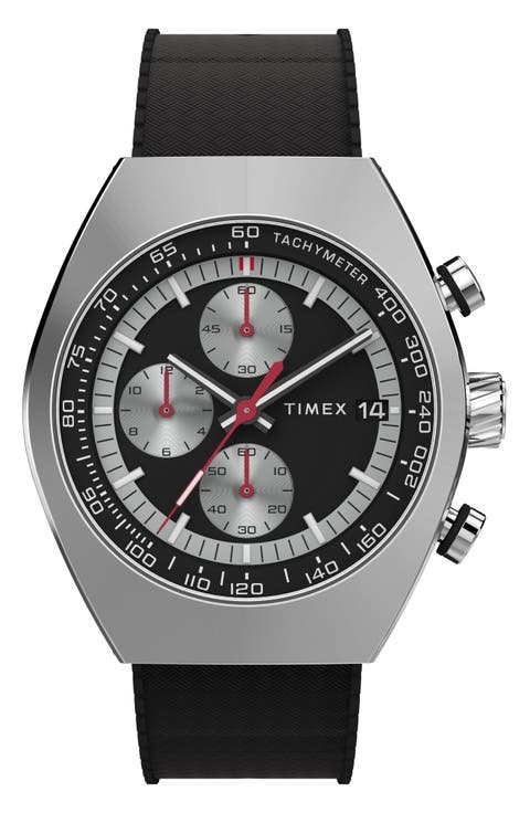 Legacy Tonneau Chronograph Synthetic Rubber Strap Watch, 42mm