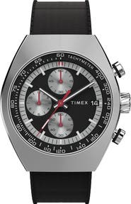 Timex® Legacy Tonneau Chronograph Synthetic Rubber Strap Watch, 42mm