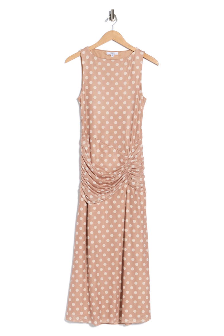 Loren Floral Print Sleeveless Dress, Alternate, color, PRALINE DOTS