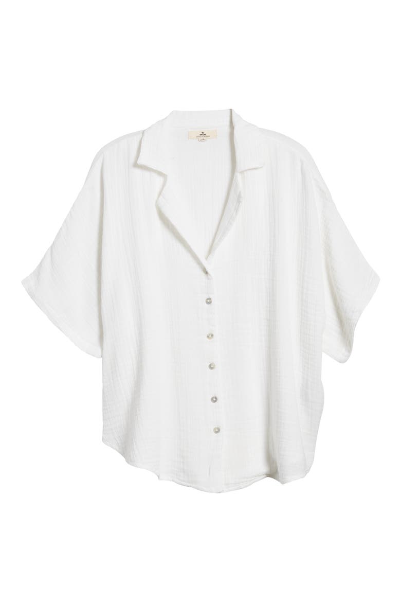 Premium Surf Cotton Gauze Button-Up Shirt, Alternate, color, WHITE