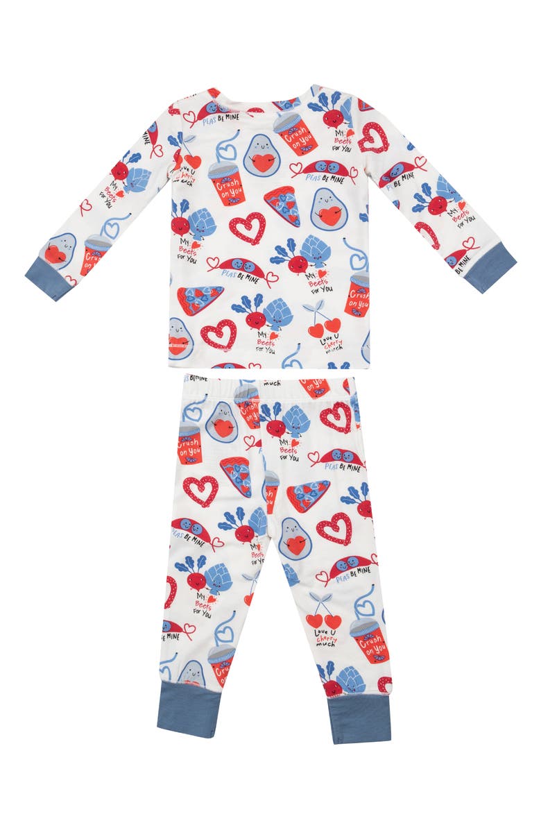 Angel Dear Love You Foodie Print Fitted Two-Piece Pajamas, Alternate, color, 