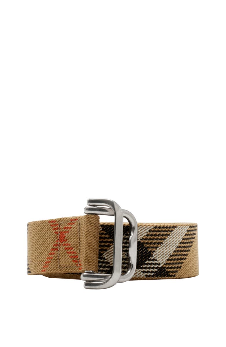 Burberry Check Webbing Belt, Main, color, Sand
