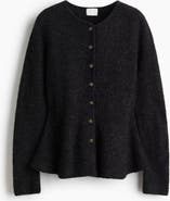 H&M Rib-knit Peplum Cardigan
