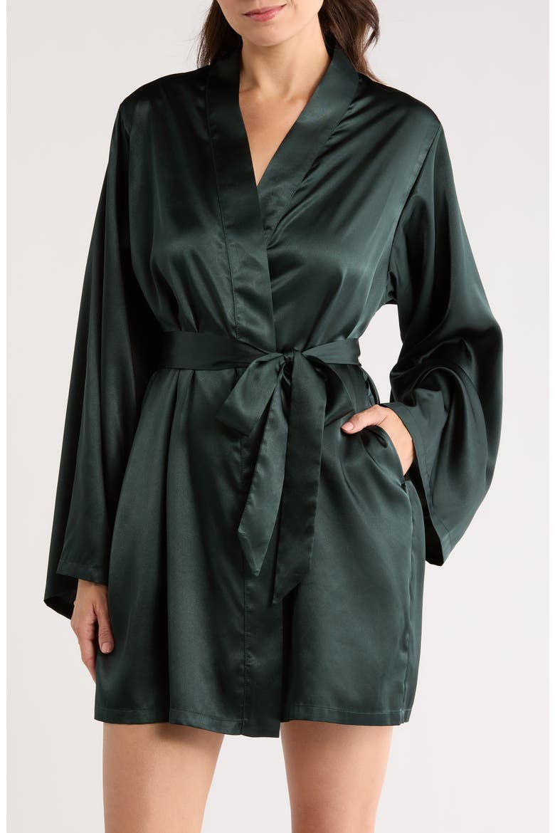Satin Robe, Main, color, FOREST GREEN