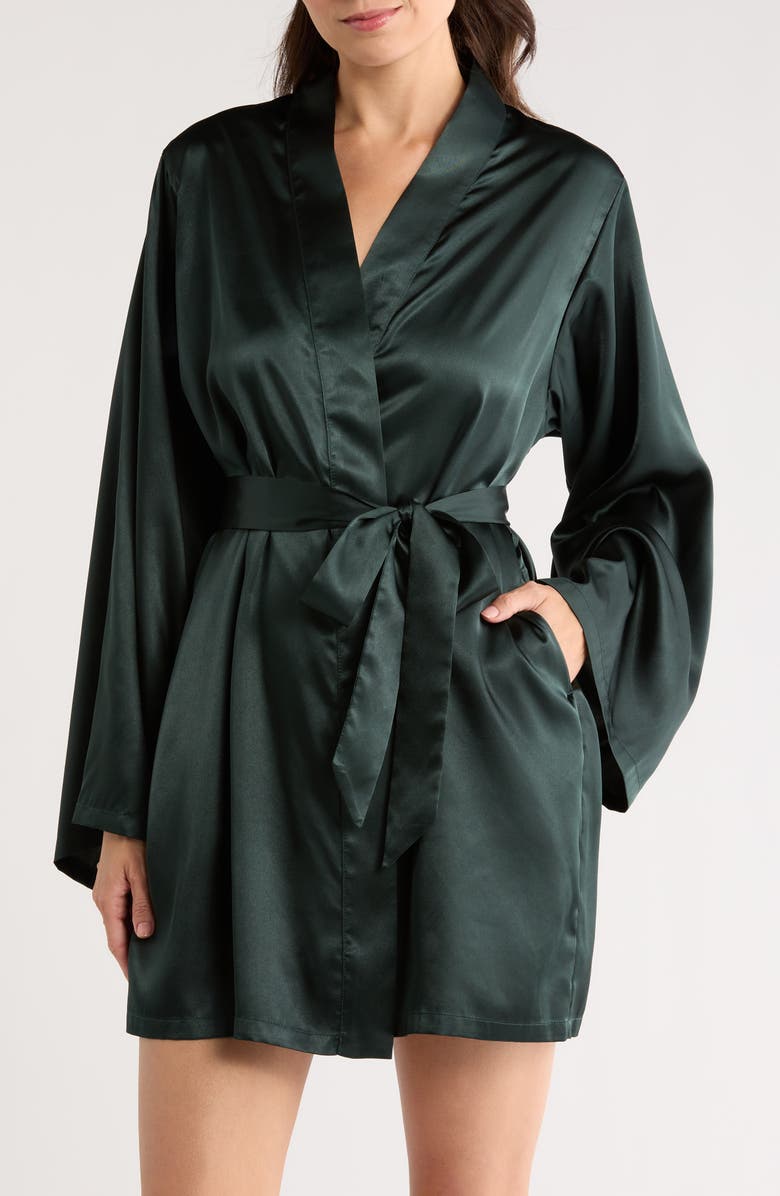KILO BRAVA Satin Robe, Main, color, Forest Green