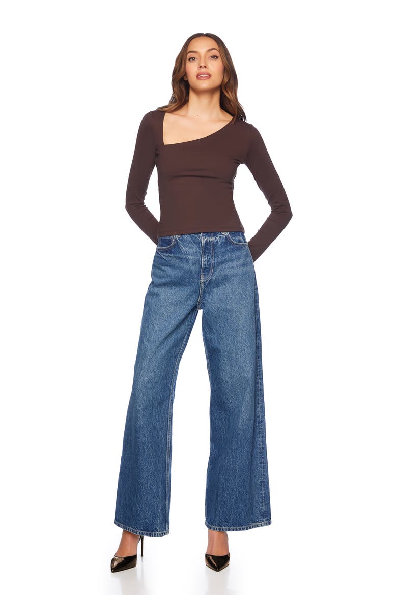 Diagonal Neck Long Sleeve Top, Alternate, color, JAVA