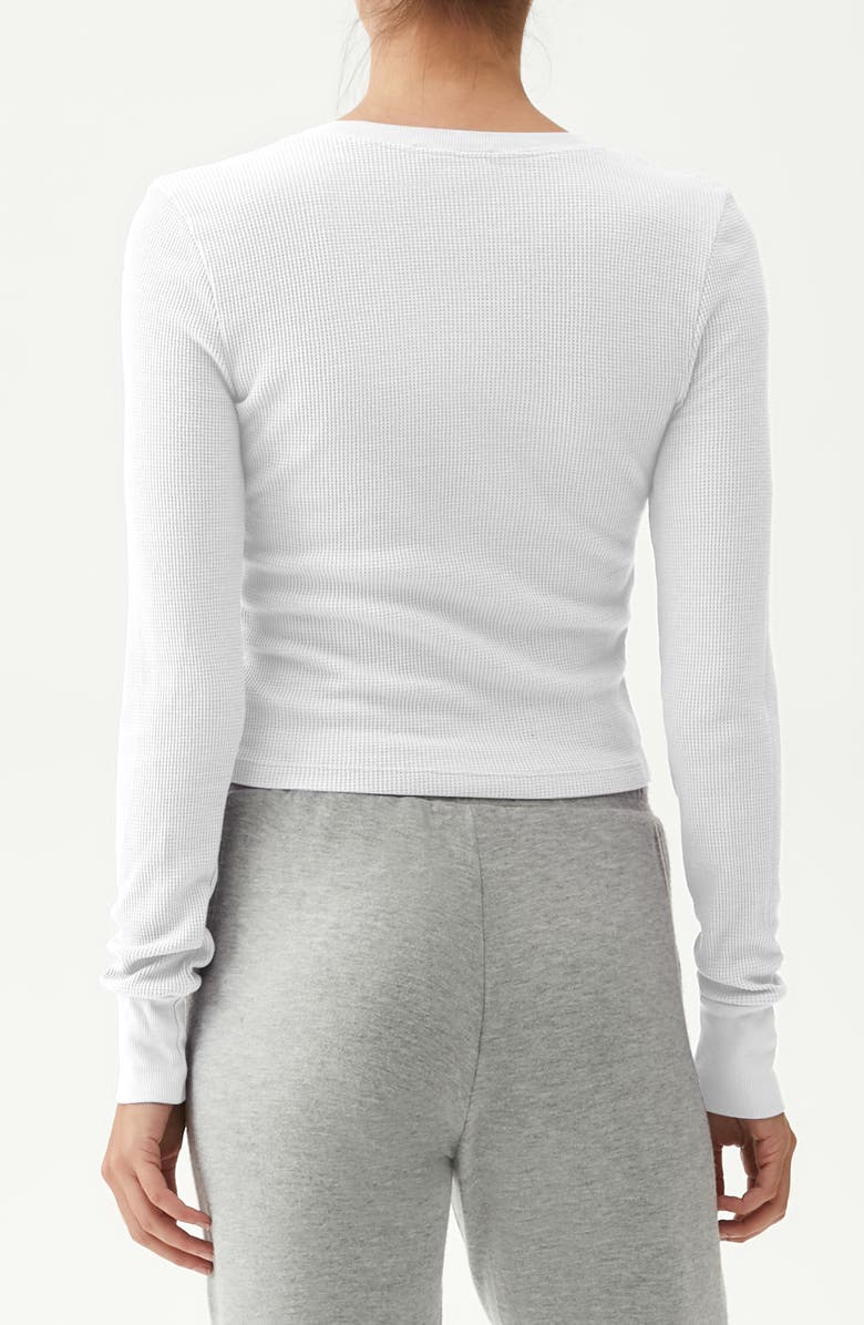 Michael Stars Palmer Cropped Long Sleeve Thermal T-Shirt, Alternate, color, White