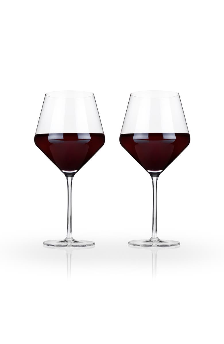 Viski Raye Crystal Angled Burgundy Glasses Set of 2, Alternate, color, Clear