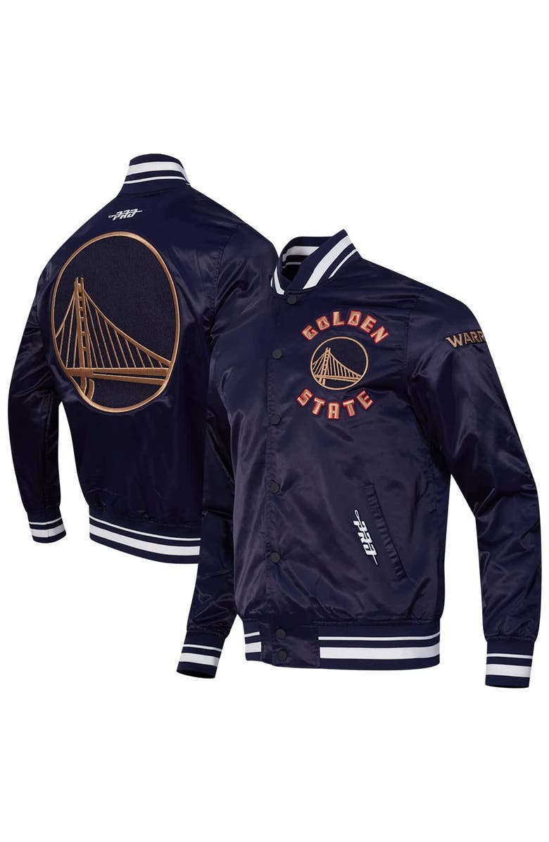 PRO STANDARD Men's Pro Standard Navy Golden State Warriors 2024/25 City Edition Chenille Satin Full-Snap Jacket, Main, color, 