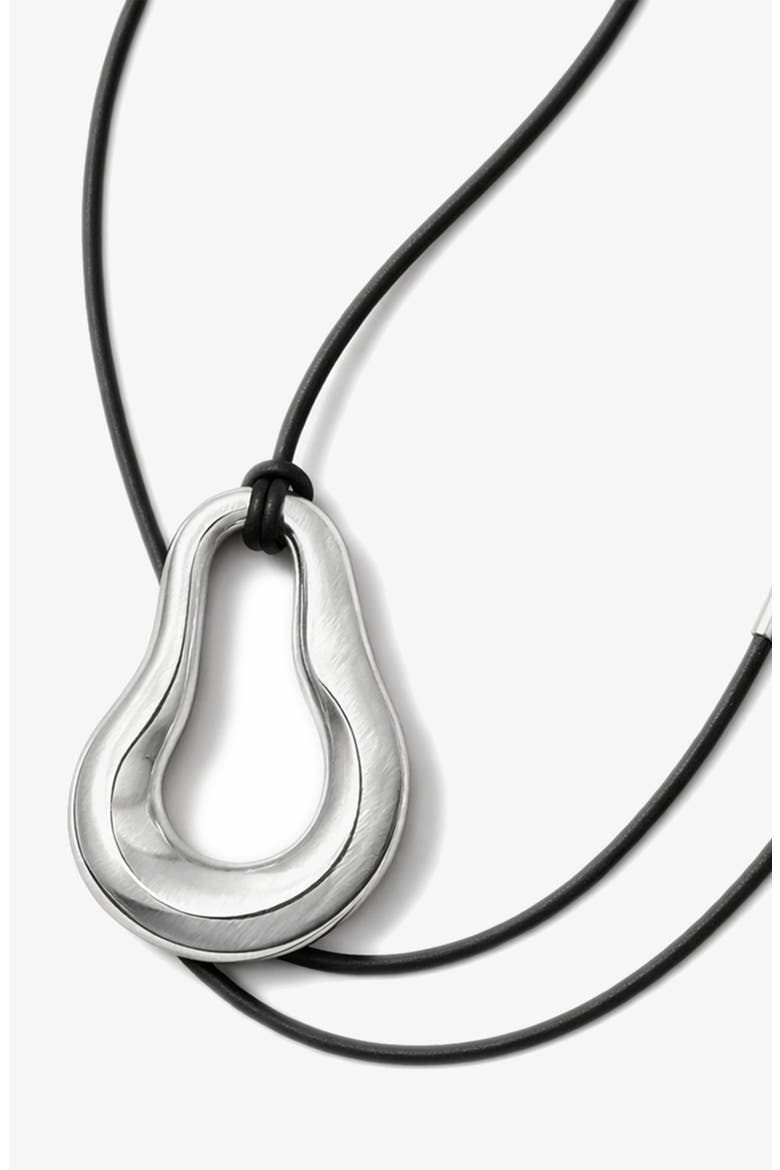 Nova Wave Necklace in Silver & Black Cord, Alternate, color, Silver