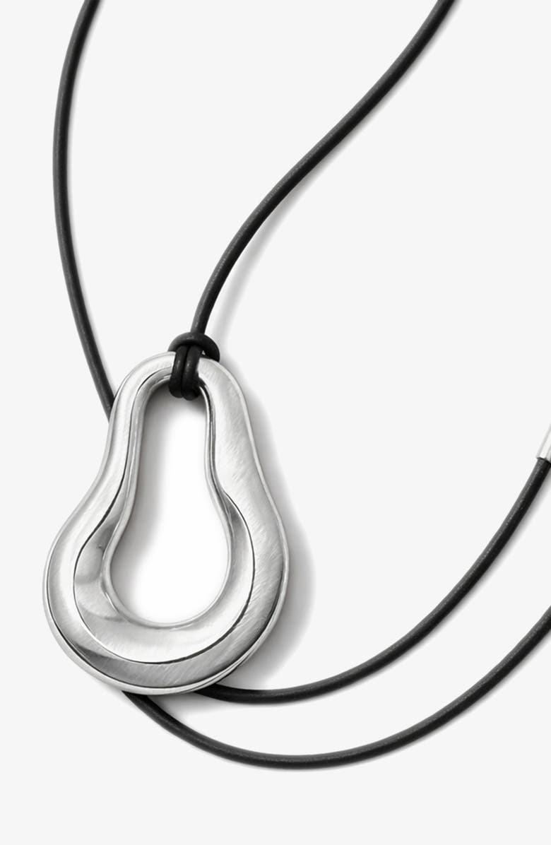 YOJ Nova Wave Necklace in Silver & Black Cord, Alternate, color, Silver