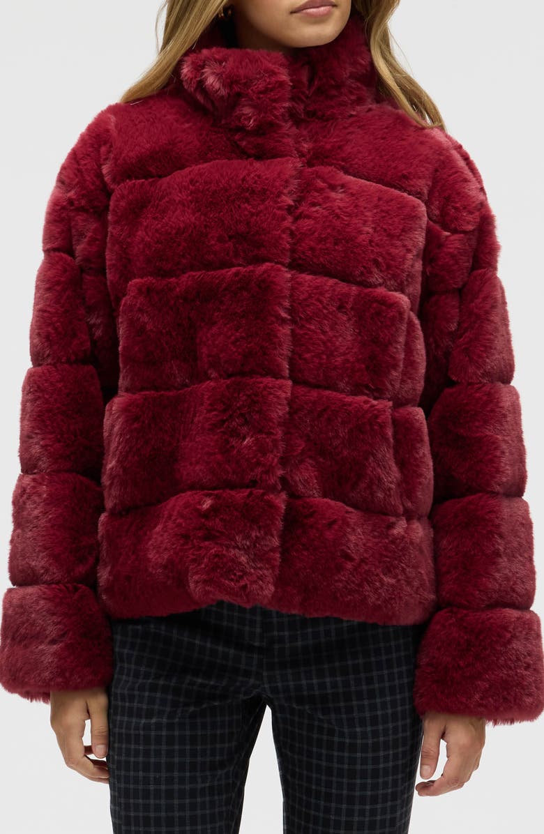 NVLT Boxy Faux Fur Jacket, Main, color, Winetasting