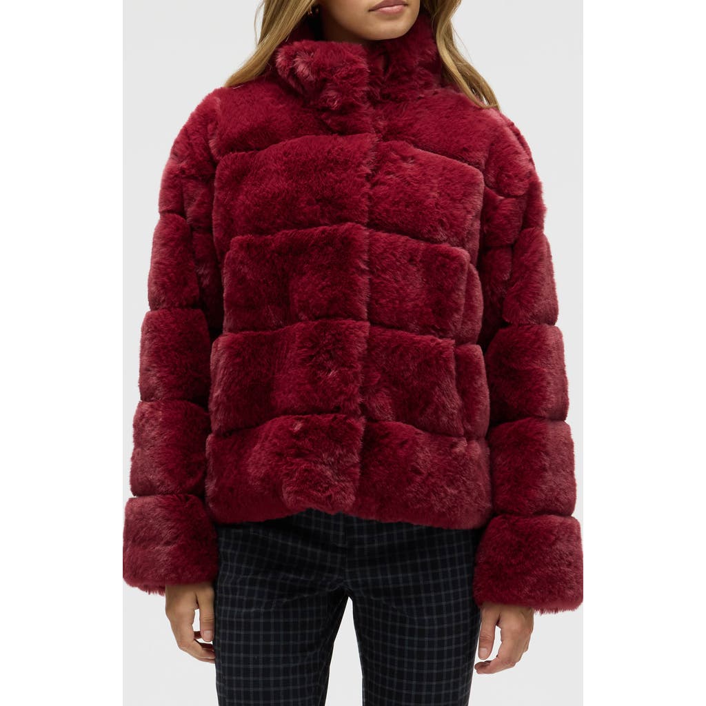 Nvlt Boxy Faux Fur Jacket In Red