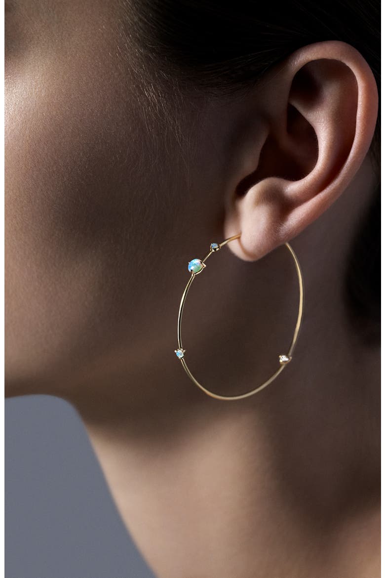 Four-Step Opal & Diamond Hoop Earrings, Alternate, color, OPAL AND WHITE DIAMOND