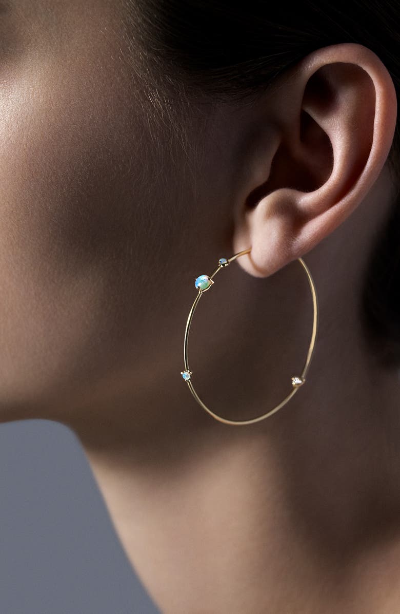 Wwake Four-Step Opal & Diamond Hoop Earrings, Alternate, color, 