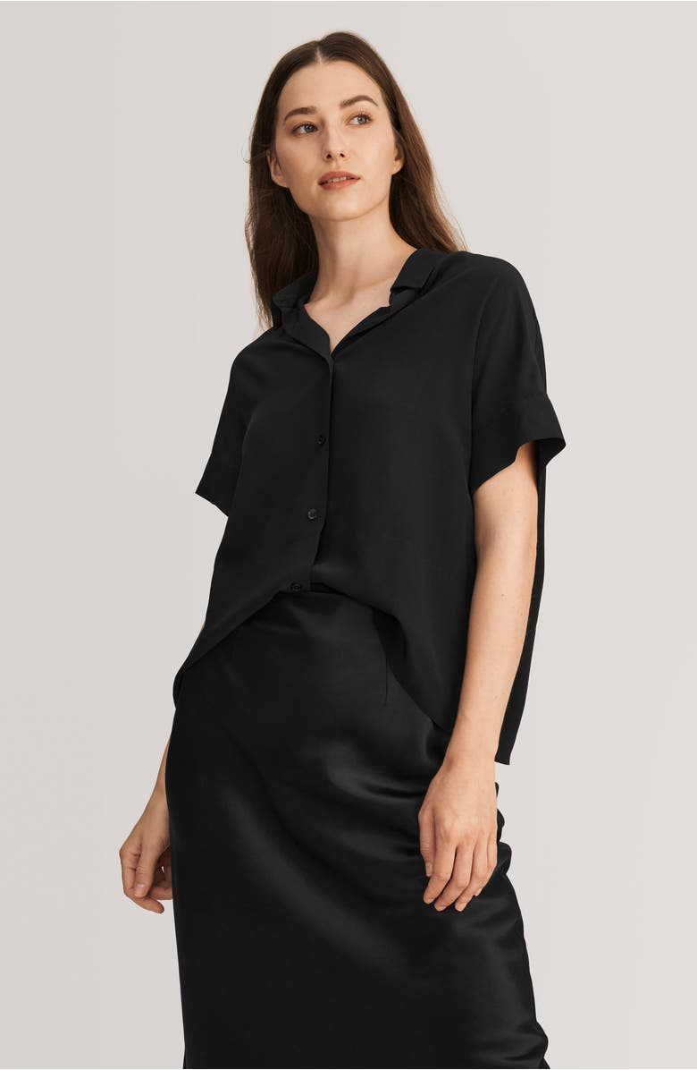 Lilysilk Women's Casual Short Sleeves Loose Silk T-Shirt, Alternate, color, Black