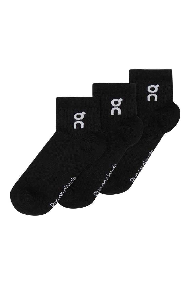 Assorted 3-Pack Logo Cotton Blend Quarter Socks, Main, color, BLACK