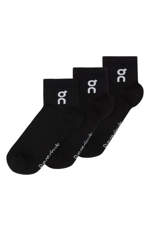 Assorted 3-Pack Logo Cotton Blend Quarter Socks