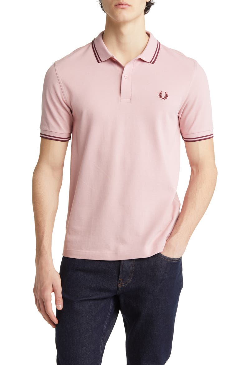 Extra Trim Fit Twin Tipped Piqué Polo, Main, color, CHALKY PINK/ OXBLOOD