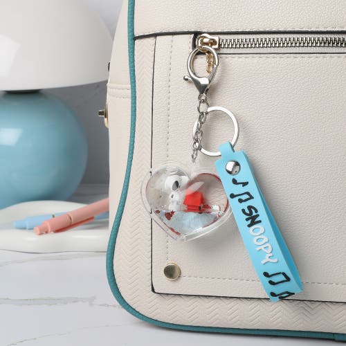 Peanuts Snoopy Heart Liquid Keychain In Metallic