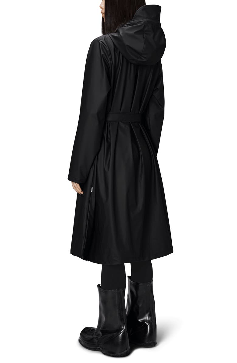 Rains Waterproof A-Line Long Raincoat, Alternate, color, 01 Black