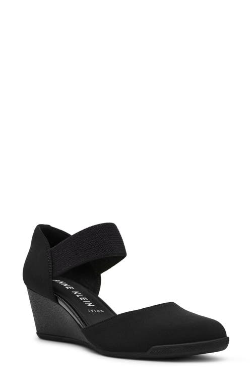 Anne Klein Tiffany Ankle Strap Wedge Pump In Black