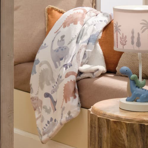 Lambs & Ivy Dino-might Ultra-soft Fleece Watercolor Dinosaur Baby Blanket In Multi