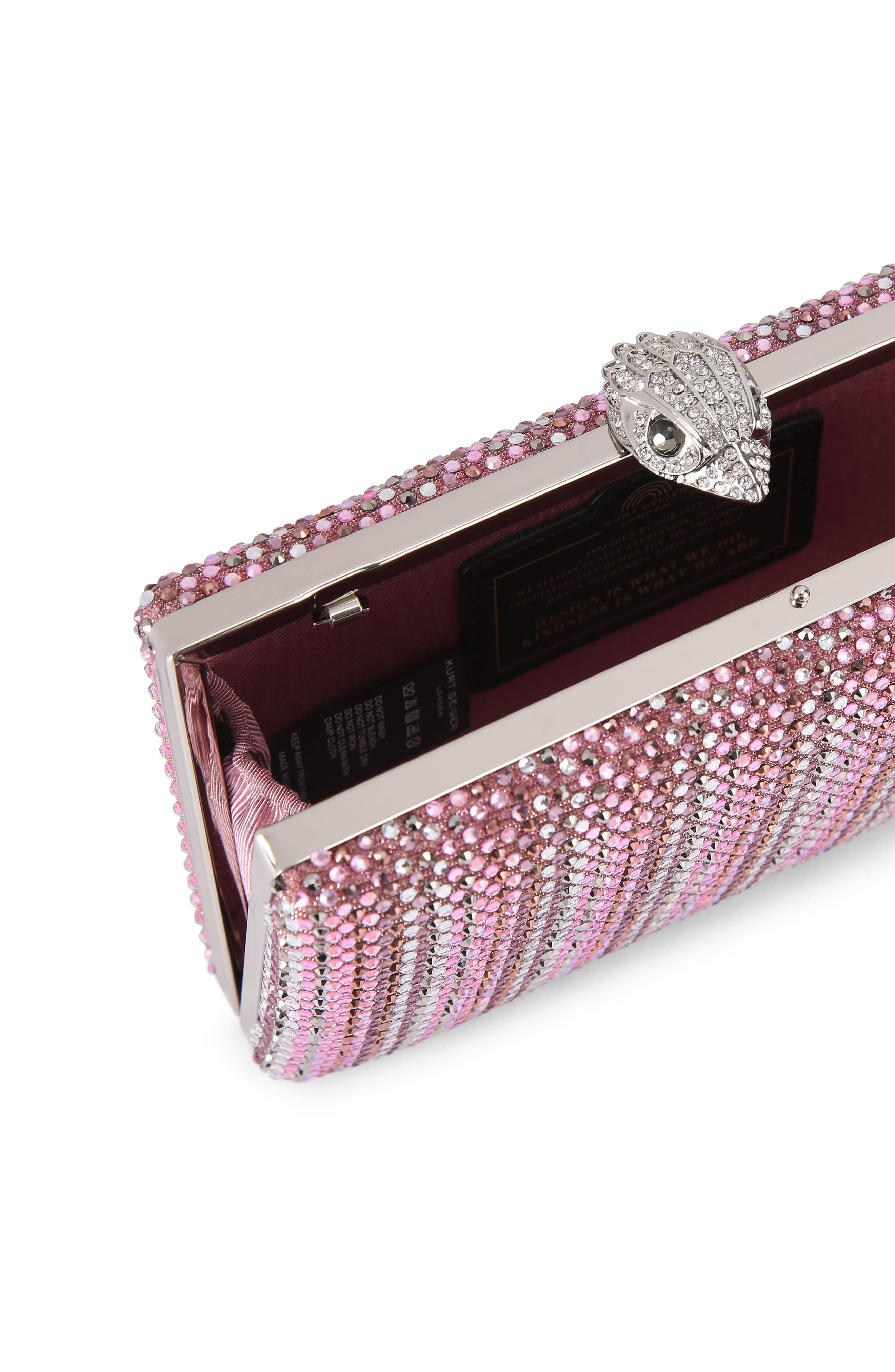 Kurt Geiger London Kensington Crystal Frame Clutch, Alternate, color, Open Pink