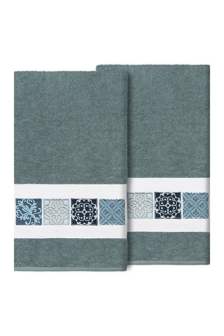 Vivian Embellished Bath Towel - Set of 2 - Teal, Alternate, color, TEAL