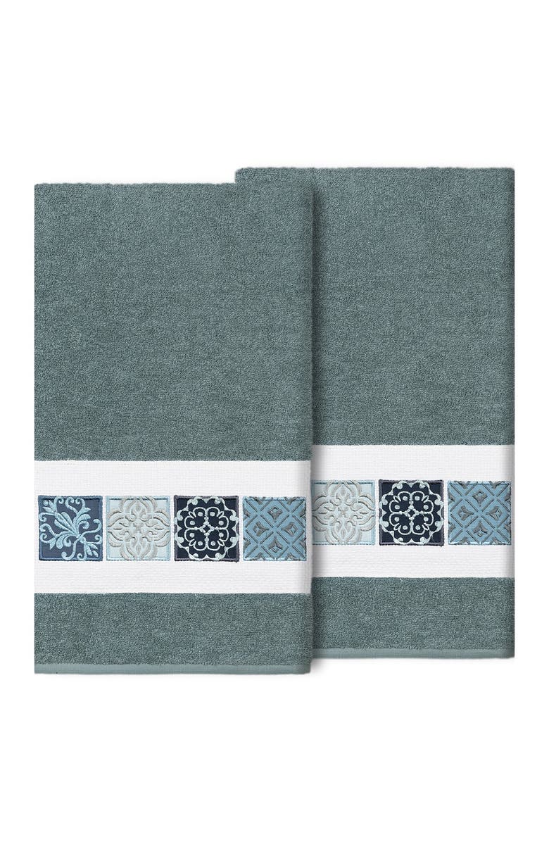 Linum Home Textiles Vivian Embellished Bath Towel - Set of 2 - Teal, Alternate, color, Teal
