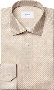 Eton Slim Fit Tropical Cocktail Print Cotton Twill Dress Shirt