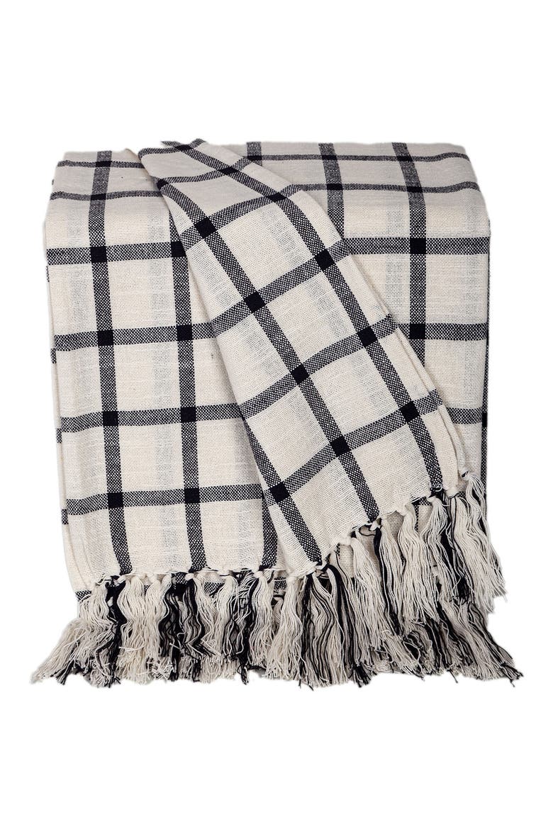 Katja Grid Cotton Throw Blanket, Main, color, CHARCOAL/ WHITE