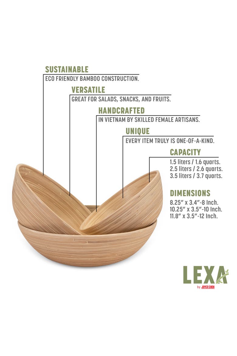 3-Piece Bowl Set, 12, 10, 8 Inch, Alternate, color, Natural