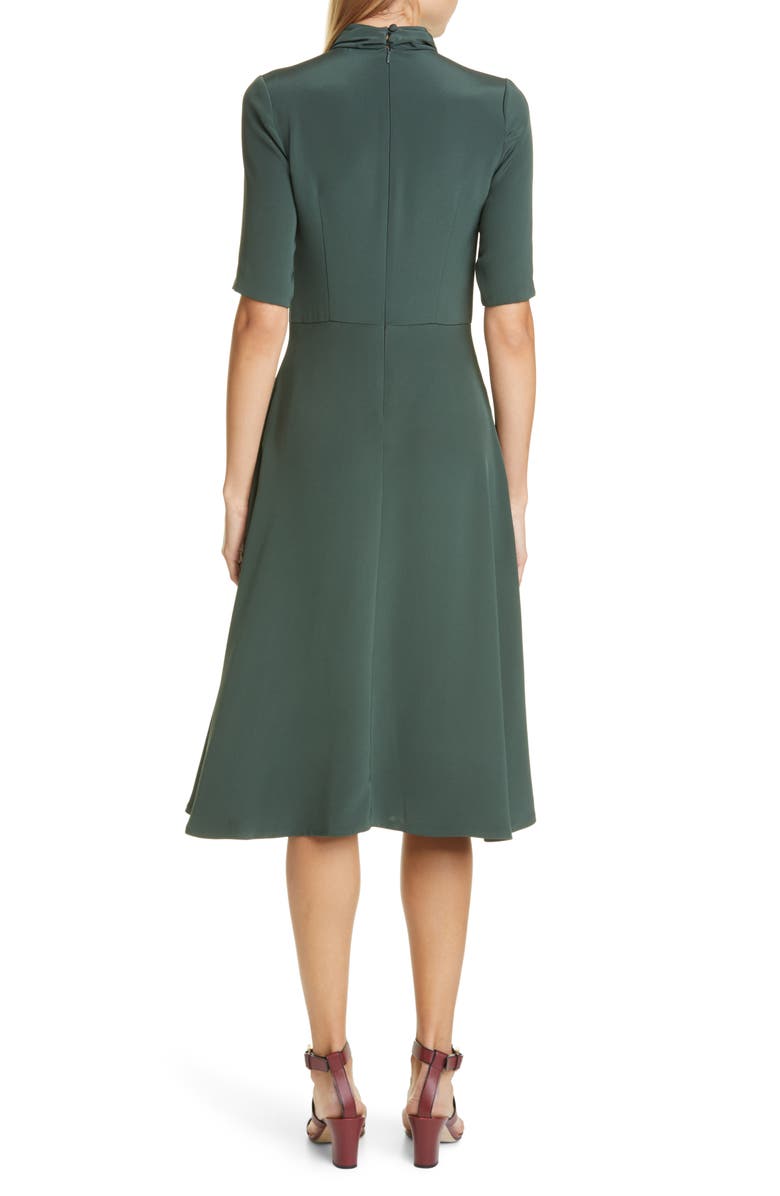 Adam Lippes Twist Neck Crepe Midi Dress, Alternate, color, 