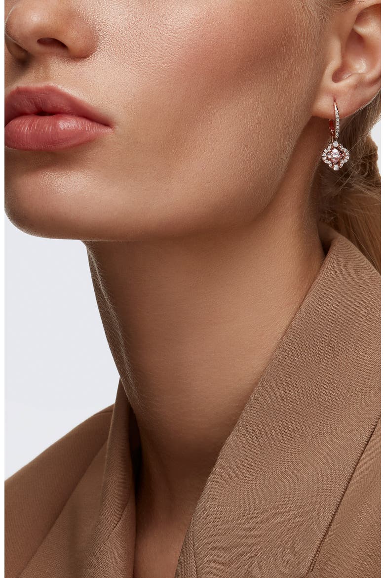Una Clover Crystal Drop Earrings, Alternate, color, PINK